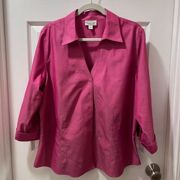 Coldwater Creek Pink Button-Down Blouse‎ 3/4 Sleeve Professional Shirt XL - Picture 1 of 8